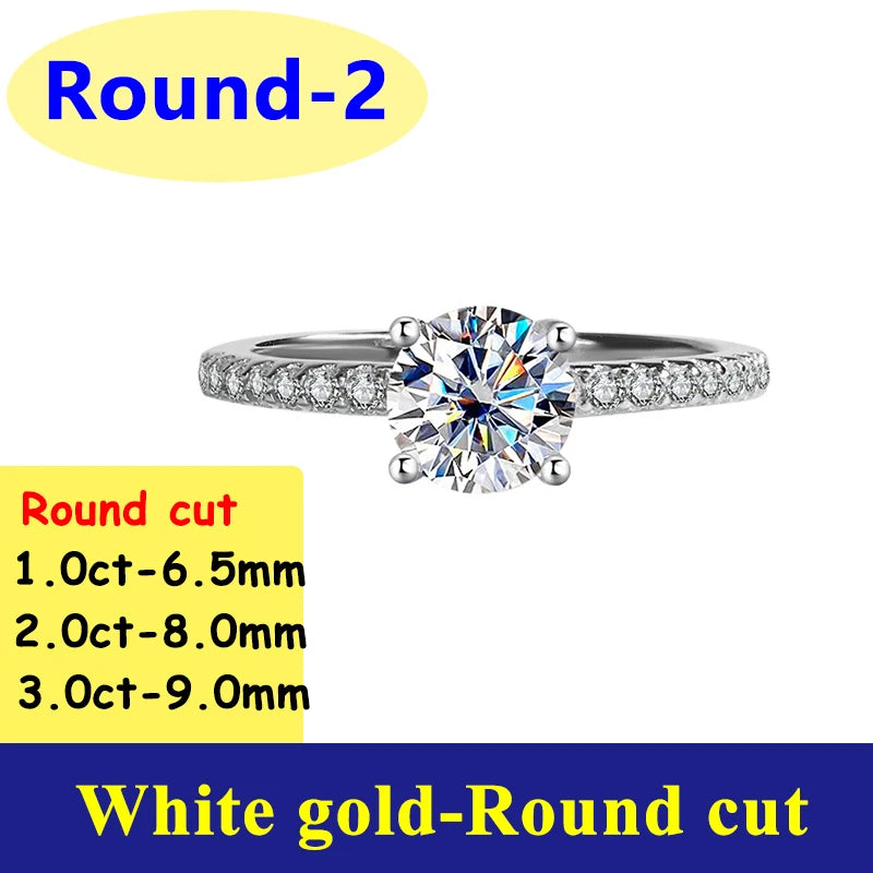 1-3CT Moissanite D Color VVS Diamond Women's Oval Radiant Ring S925 Silver Ring Plated White Gold Jewelry Rings for Women