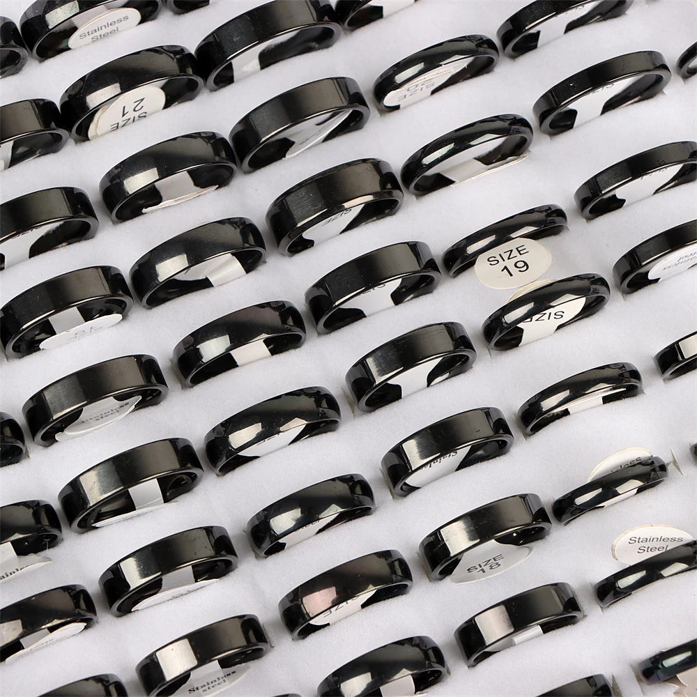 10pcs/lot Multicolor Smooth Stainless Steel Polishing Rings Width 2mm-8mm For Women Men Width 2mm-8mm