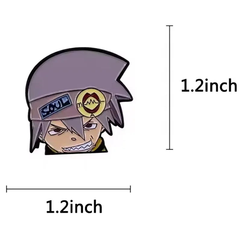 Soul-Eater-Enamel Pins Anime Maka Albarn Death the Kid Soul Evans Brooches Sun Moon Chain Badges for Backpack Lapel Jewelry