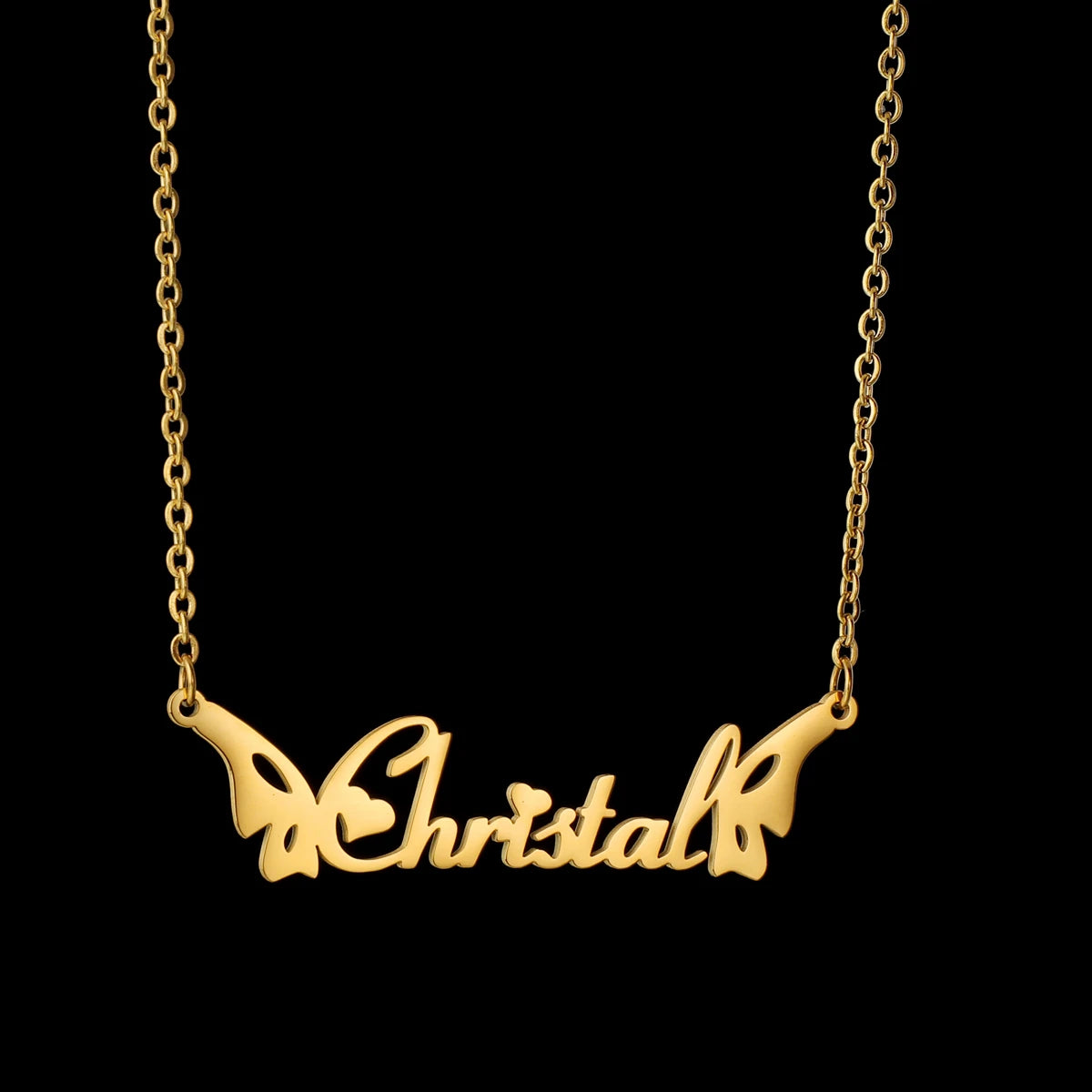 Atoztide Custom Name Necklace for Women with Butterfly Personalized Stainless Steel Jewelry Nameplate Choker Chain Birthday Gift