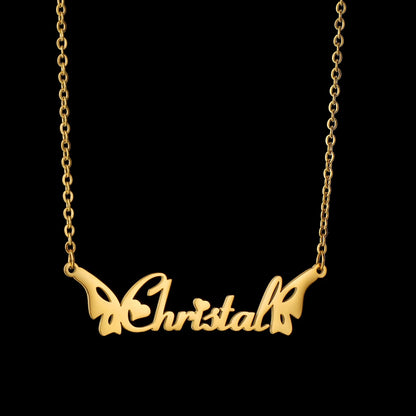 Atoztide Custom Name Necklace for Women with Butterfly Personalized Stainless Steel Jewelry Nameplate Choker Chain Birthday Gift