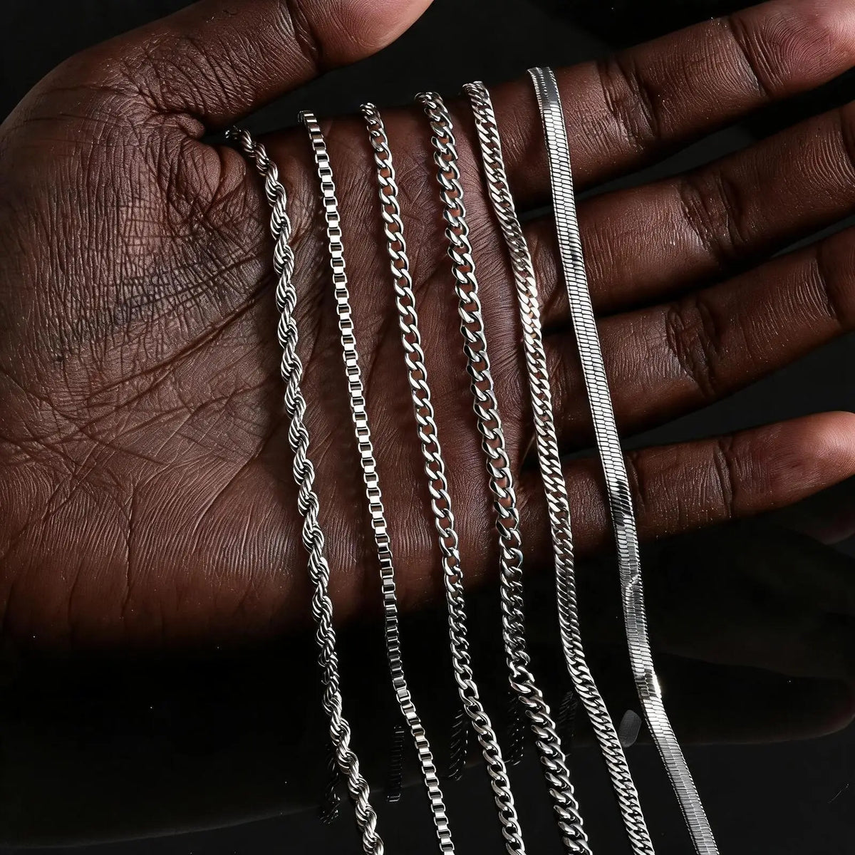 Punk Silver Color Chain Necklace for Men Women,Hip Hop Stainless Steel Braided Link Chokers,Classic Metal Jewelry Gift
