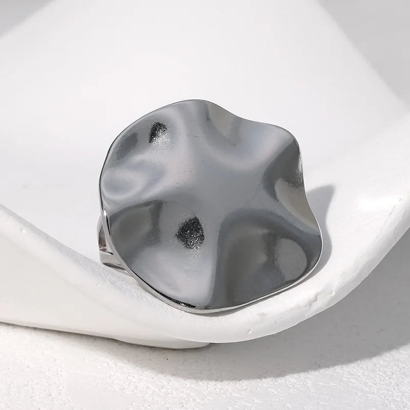 Vintage Stainless Steel Pleated Rings Woman And Men Jewelry Personalized Adjustable Opening Ring Couples Gift Items