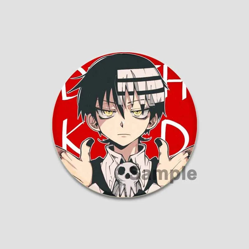 58/44/32mm Anime Soul Eater Round Pins Cartoon Badges Cosplay Handmade Tinplate Brooch for Backpack Clothes Chest Ornament Gifts