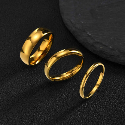 High Polished Stainless Steel Wedding Band Ring for Women Men 2/3/4/5/6mm Gold Plated Smooth Couple Rings Engagement Jewelry