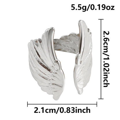 1Pc Stainless Steel Waterproof Women Personality Textured Chunky Open Rings Vintage Hollow Irregular Multi-layer Anillos Jewelry