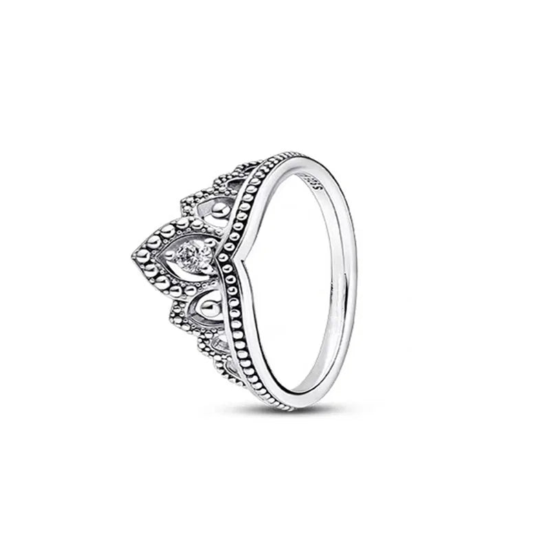 925 Silver Women Jewerly Accessories Ring Size 6 7 8 9 Pink Heart CZ Stone Red Black Rings DIY Birthday Gift Party