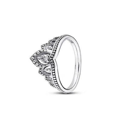 925 Silver Women Jewerly Accessories Ring Size 6 7 8 9 Pink Heart CZ Stone Red Black Rings DIY Birthday Gift Party