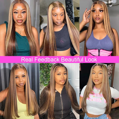 4/27 Highlight Honey Blonde Bone Straight HD Lace Frontal Wig – Pre-Plucked 13x6 & 13x4