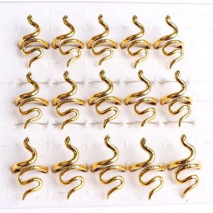 10pcs/lot Men Retro Punk Snake Rings For Women Antique Siver Color Opening Adjustable Jewelry Party Gifts