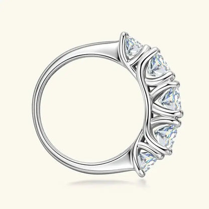18k Plated 3.6CT All Moissanite Rings for Women 5 Stones Sparkling Diamond Wedding Band S925 Sterling Silver Jewelry GRA