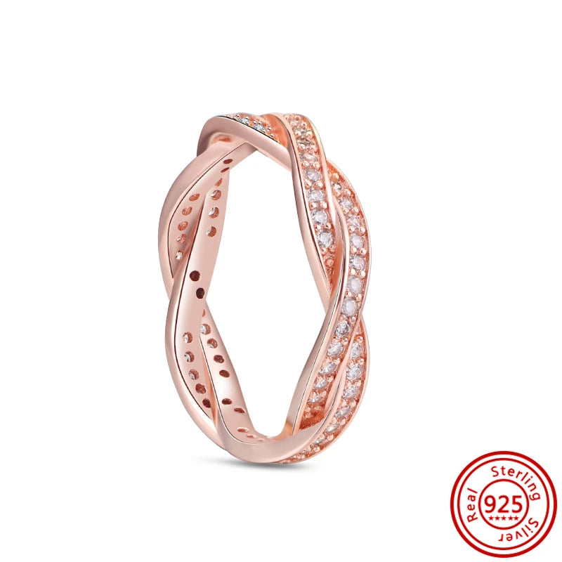 925 Sterling Silver Original Rose Gold Plated Fashion Women Ring Flower Green Zircon Design Jewelry Exquisite Wedding Gift Rings