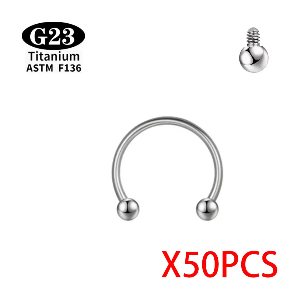 ASTM F136 Grade G23Titanium Wholesale Piercing Set lip Nose Stud Earring Eyebrow 16G Internally Threaded Septum Helix Cartilage