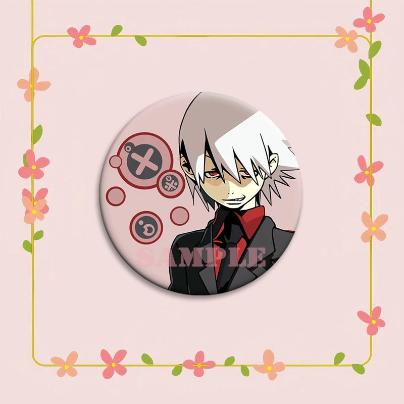 Anime Soul Eater Pins Round Creative Cartoon Badges Handmade Tinplate Brooches for Backpack Accessorys Exquisite Gifts