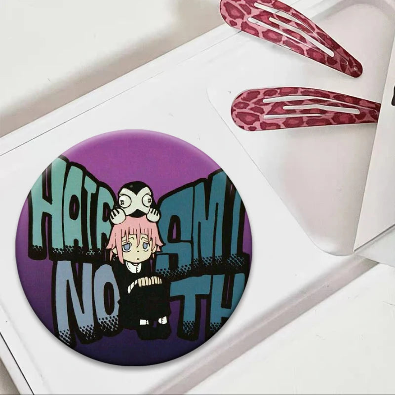Anime Soul Eater Pins Round Creative Cartoon Badges Handmade Tinplate Brooches for Backpack Accessorys Exquisite Gifts