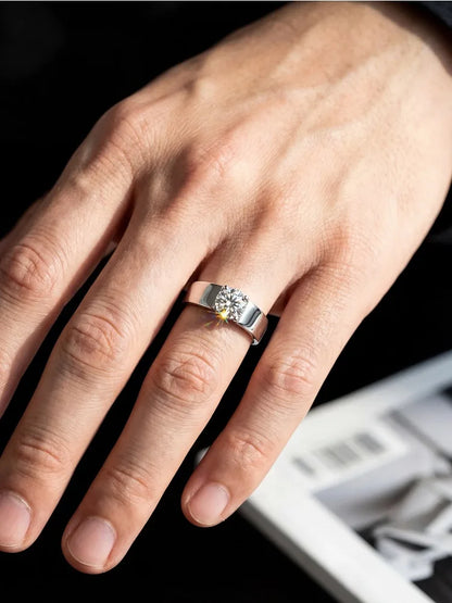 Luxury 1CT D Color Certified Moissanite Diamond Wedding Rings For Men Real 925 Sterling Silver Top Quality Jewelry