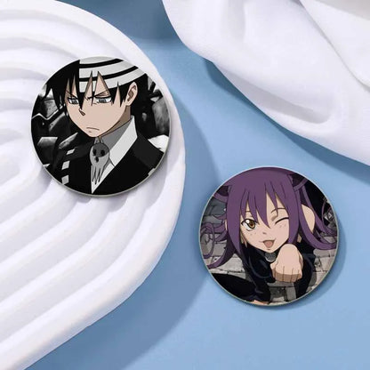 58MM Anime Soul Eater Pins Tinplate Brooch Figure Badge Handmade Brooches for Backpack Clothes Decoration Fashion Jewelry Gifts