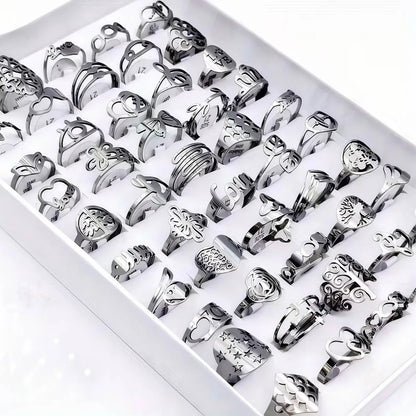 10/20Pcs/Lot Fashion Classic Charm Multicolor Simple Stainless Steel Rings For Women Wedding Love Mix Style Jewelry Party Gifts