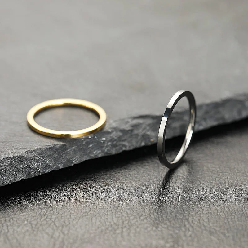 2mm Super Fine Stainless Steel Rings Fashion Flat Inside Spherical Titanium Ring Jewelry Accessories