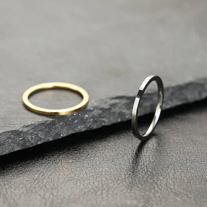 2mm Super Fine Stainless Steel Rings Fashion Flat Inside Spherical Titanium Ring Jewelry Accessories