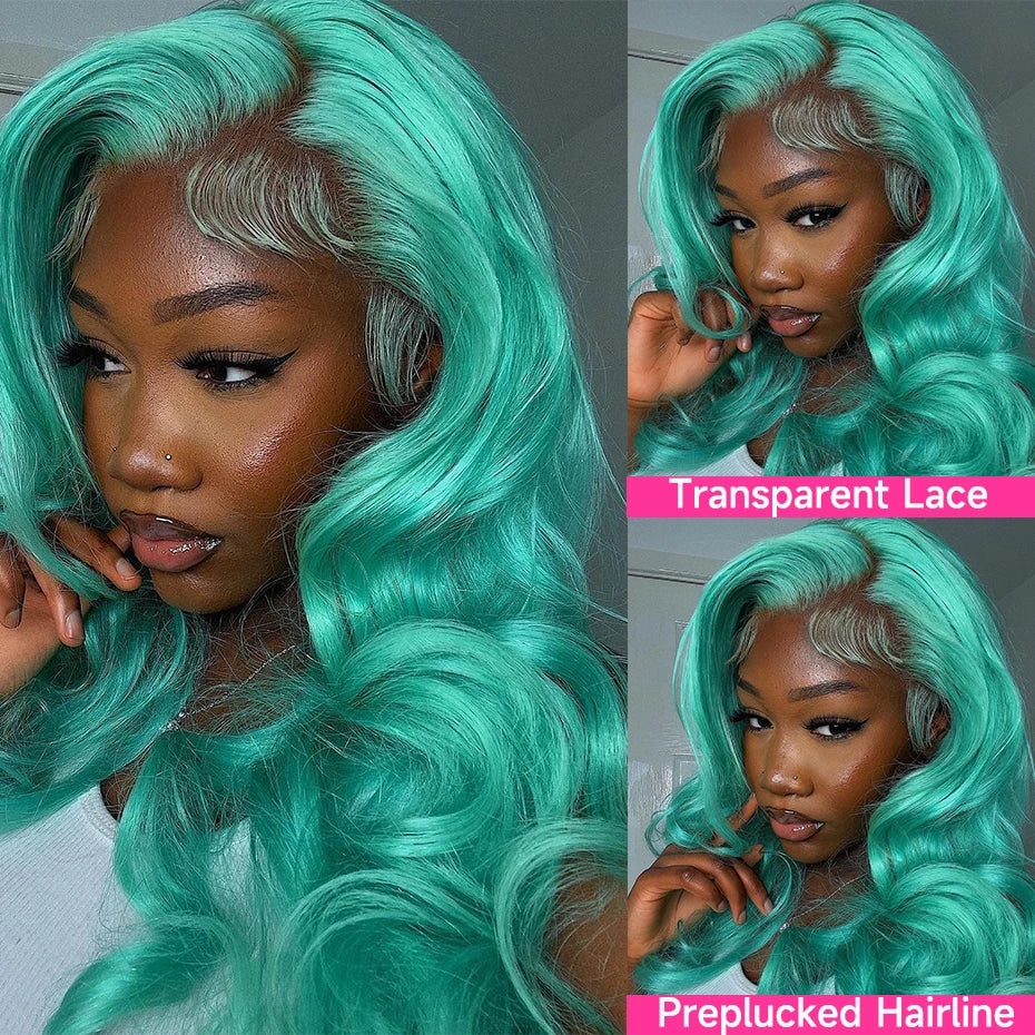 Teal Blue, Pink, Purple & Mint Green 13x6 Lace Front Colored Wig – Body Wave Pre-Plucked