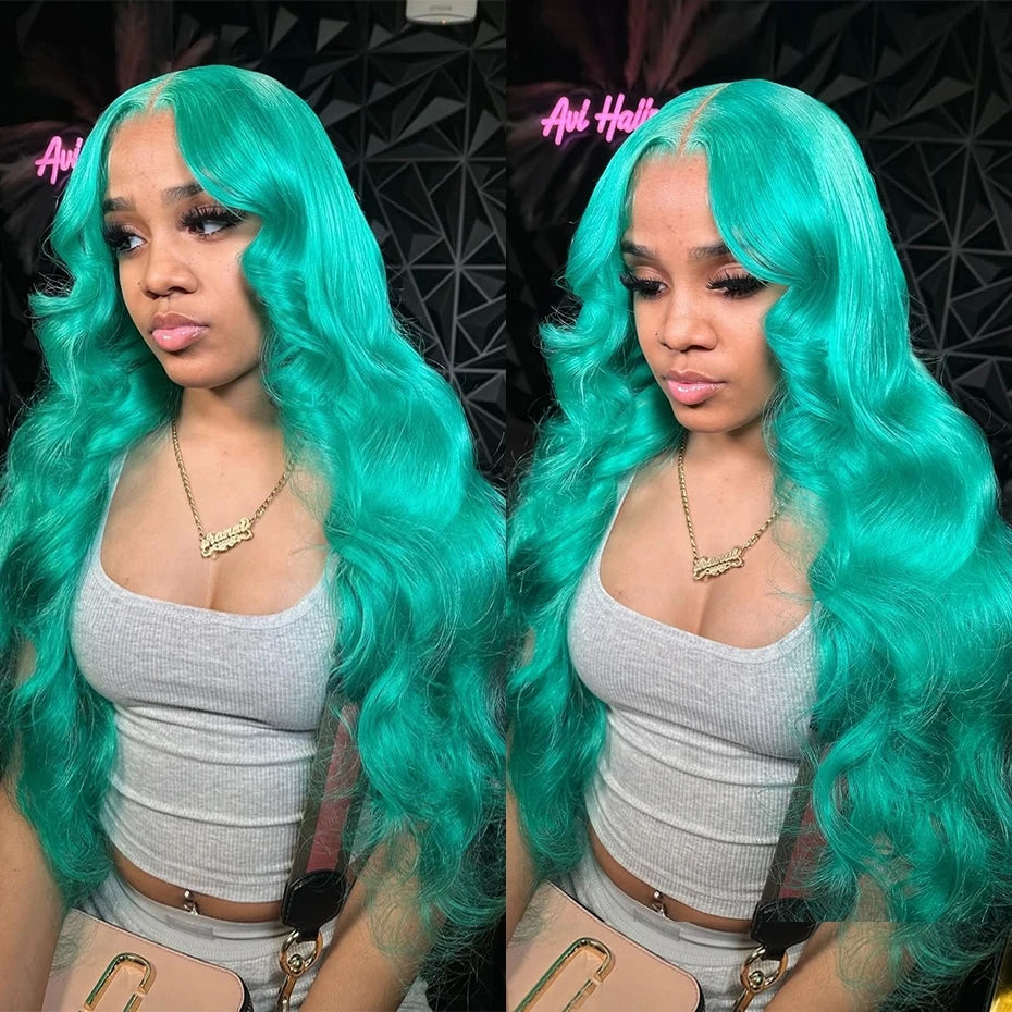 Teal Blue, Pink, Purple & Mint Green 13x6 Lace Front Colored Wig – Body Wave Pre-Plucked