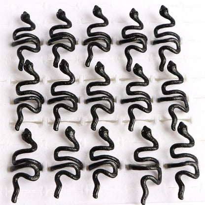 10pcs/lot Men Retro Punk Snake Rings For Women Antique Siver Color Opening Adjustable Jewelry Party Gifts