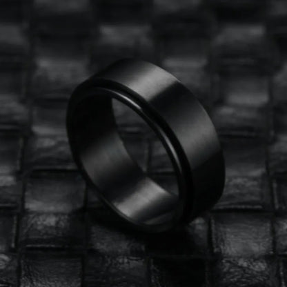 Metal Spinner Fidget Black Rock Band Rings For Men Anti Rotating Anxiety Control Relaxing Joint Ring Accessories Bague Homme