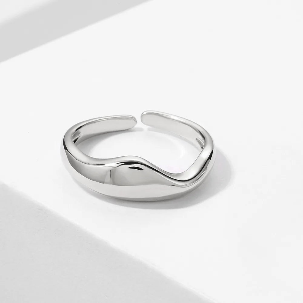 Gold Silver Plated Geometric Arc Smooth Rings for Women Big Large Bold Open Finger Ring Chunky Jewelry New Hot