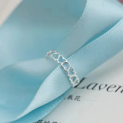 925 Sterling Silver Heart Open Rings For Women Hypoallergenic Fashion Girl Sterling-silver-jewelry
