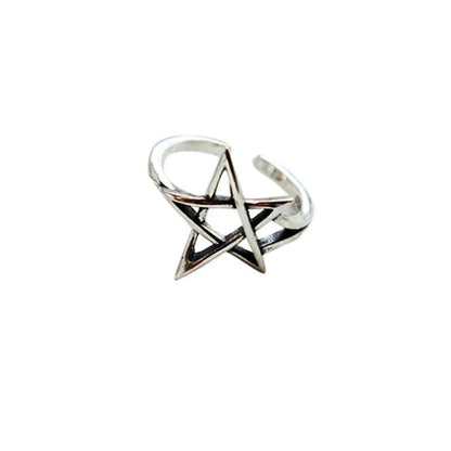 New Retro Jewelry Hollow Five-pointed Star Geometry 925 Sterling Silver Simple Women Opening Rings R311