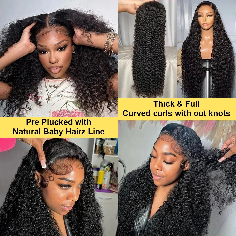 Deep Wave Curly 360 Full Lace & HD Lace Front Wig – Natural Black, 250%