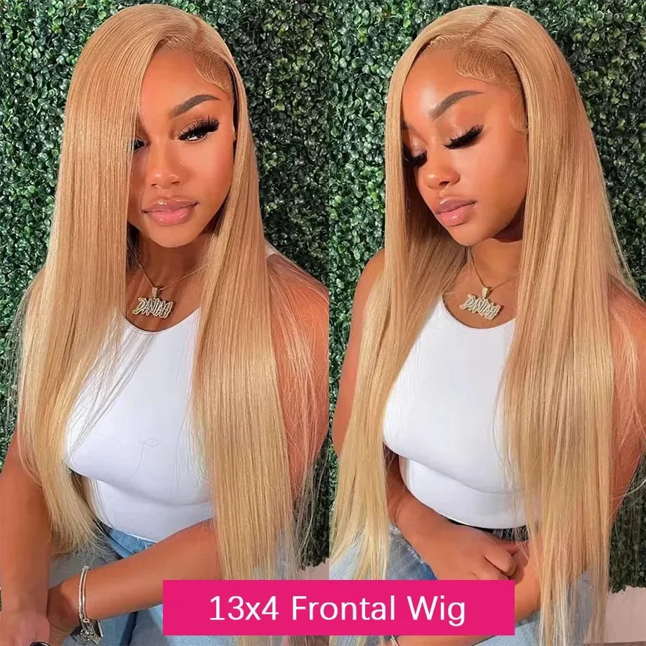 Honey Blonde #27 Straight 13x6 HD Lace Front Wig – Glueless 13x4, 250% Density