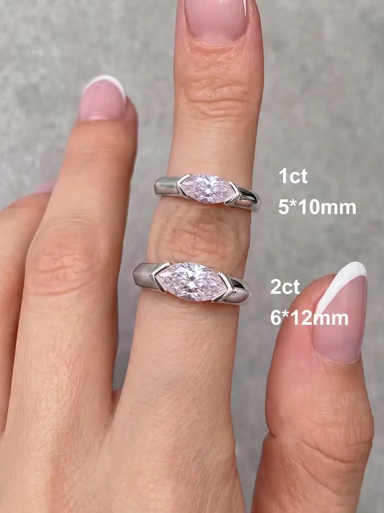 Classic Fashion 1CT Marquise Moissanite Diamond Rings for Women Anniversary Wedding 925 Sterling Silver Fine Jewelry