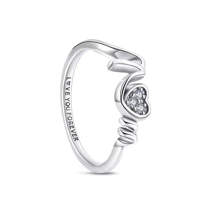 925 Sterling Silver  Crown Heart Flower Zircon Rings For Women Love Promise Engagement Band Fashion Ring Set