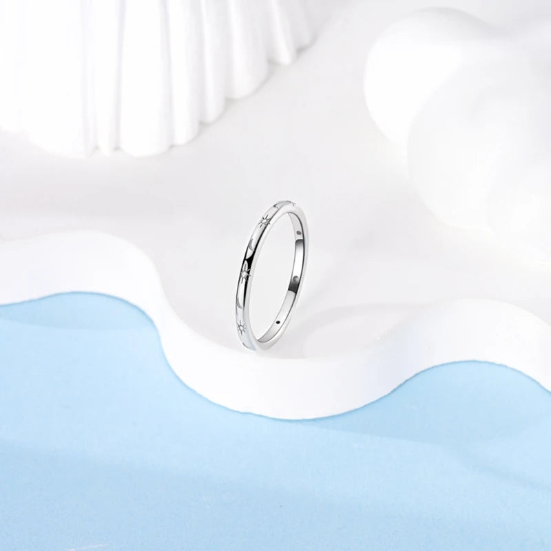 Original 925 Sterling Silver Rings Stars Moon Rings For Women Girls Jewelry Birthday Anniversary Gifts