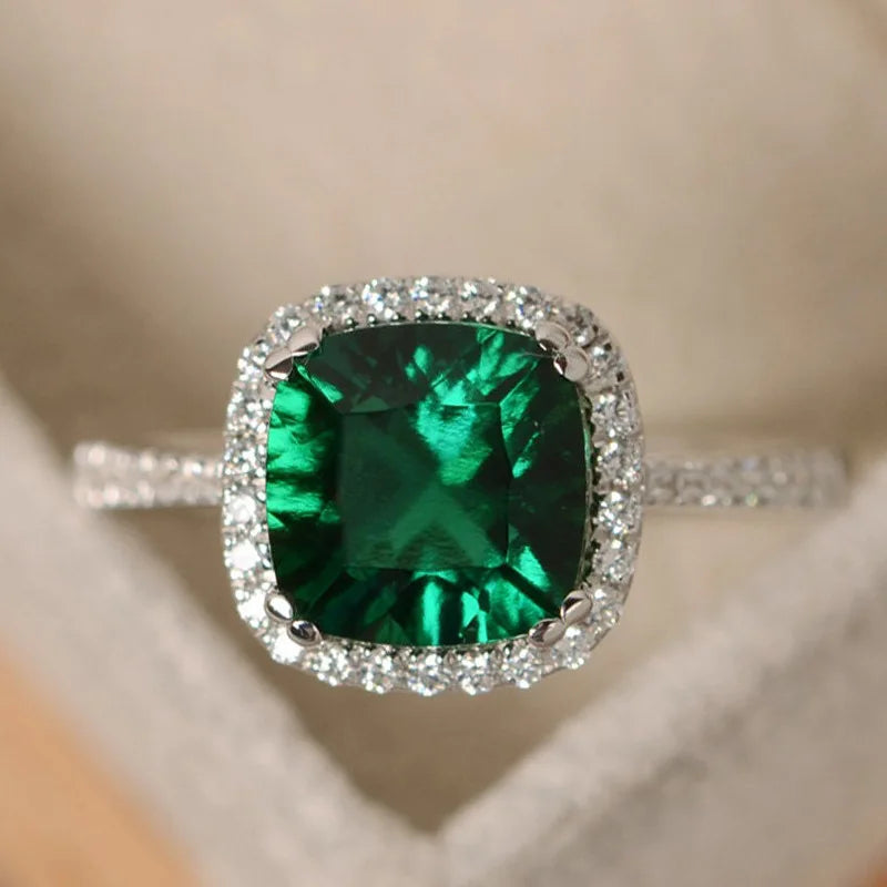 Silver Plated Women's Rings Set with Ruby Emerald Sapphire - Wedding Engagement Fashion Jewelry Wholesale Sizes 6 to 10