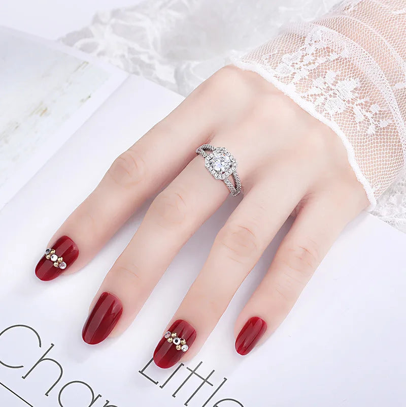 925 Sterling Silver Classic Ring for Women four claw jewelry simple diamond ring imitation diamond women's ring