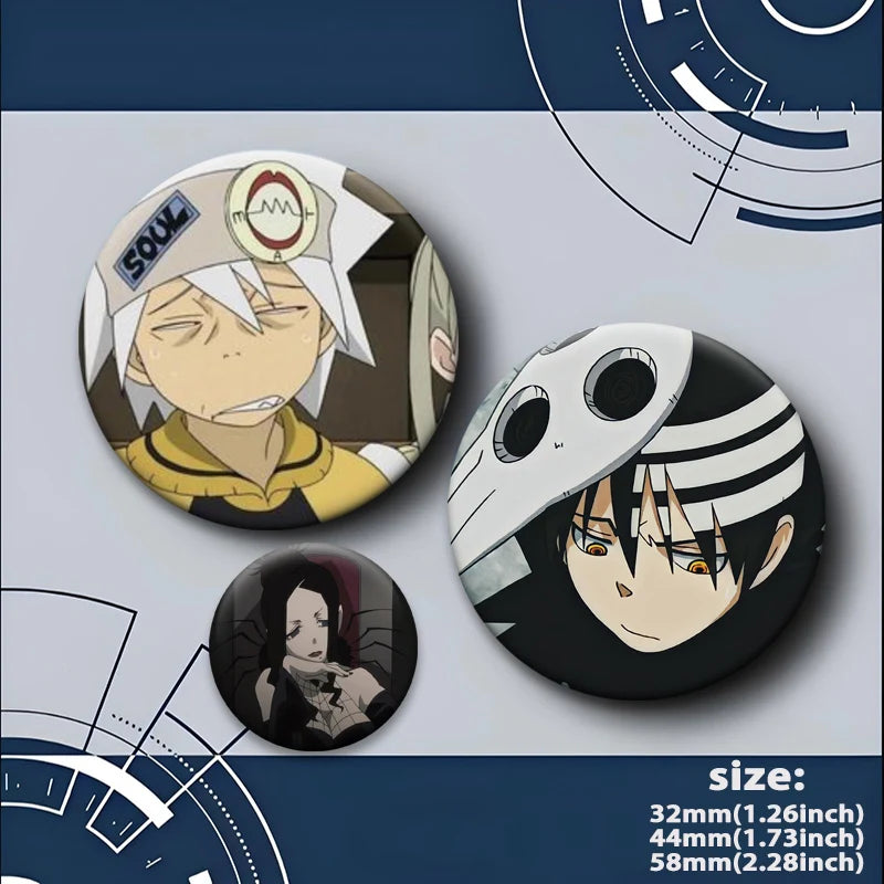 Soul Eater Brooches Anime Figure Lapel Pins Maka Albarn Death The Kid Cartoon Badge for Backpack Accessories Clothes Decoration