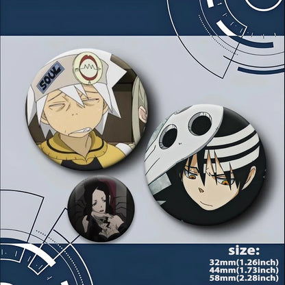 Soul Eater Brooches Anime Figure Lapel Pins Maka Albarn Death The Kid Cartoon Badge for Backpack Accessories Clothes Decoration