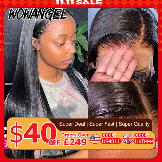 Jet Black Straight HD Full Frontal Lace Wig – Pre-Plucked 13x6 Melt-Skin Finish