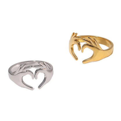 Bohemian Stainless Steel Ring Woman Vintage Jewelry Starfish Heart-Shaped Geometry Adjustable Open Rings Prom Accessories Gift