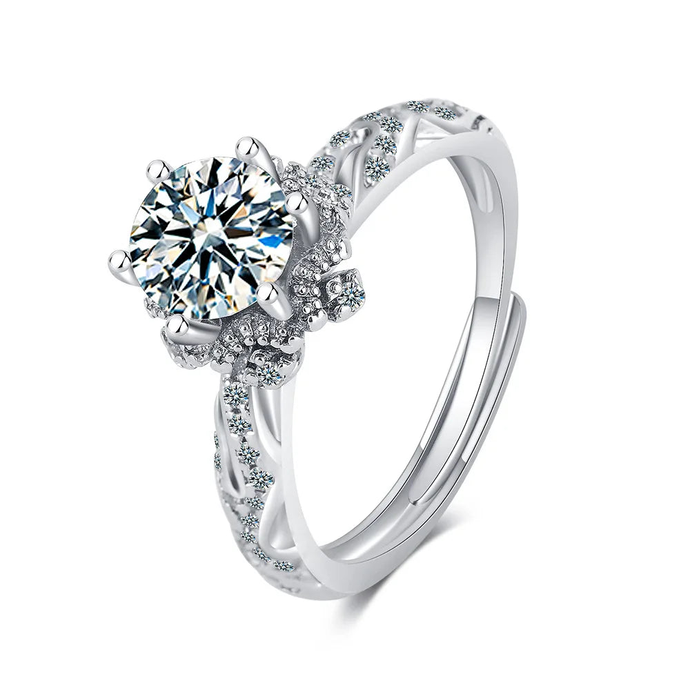 925 Sterling Silver Zircon Adjustable Engagement Rings For Women Wedding Elegant Jewelry Ladies Accessories Gifts R39011