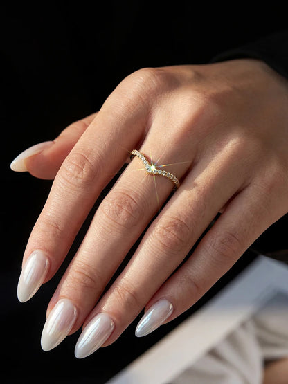 Real Moissanite Diamond V-Shaped Fashion Shining Rings For Women 925 Sterling Silver Engagement Wedding Jewelry