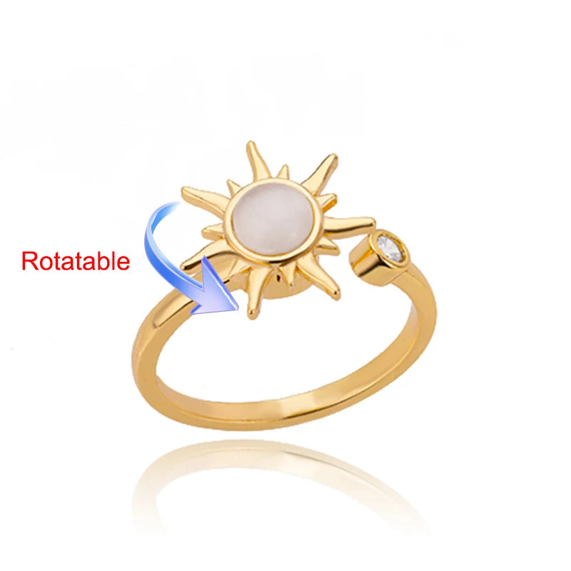 Rotating Four Clover Wedding Rings for Women Stainless Steel Anti-Stress Anxiety Ring Adjustable Aesthetic Jewelry anillos mujer