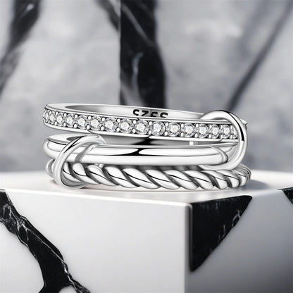 925 Sterling Silver Three-Ring Stackable Ring for Women Simple Fashion Design Fine Jewelry Perfect for Birthday Party Gift 2026