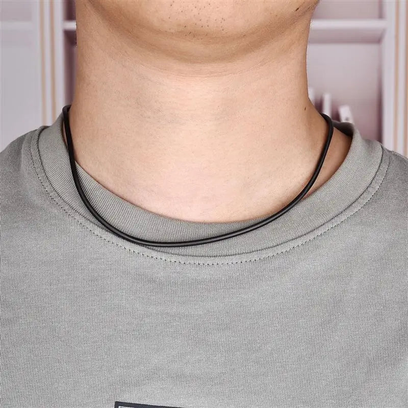 Rubber Rope Necklace & Bracelets For Men Women Fashion Jewelry Gift Casual Round Neck Black Necklace DIY Rope