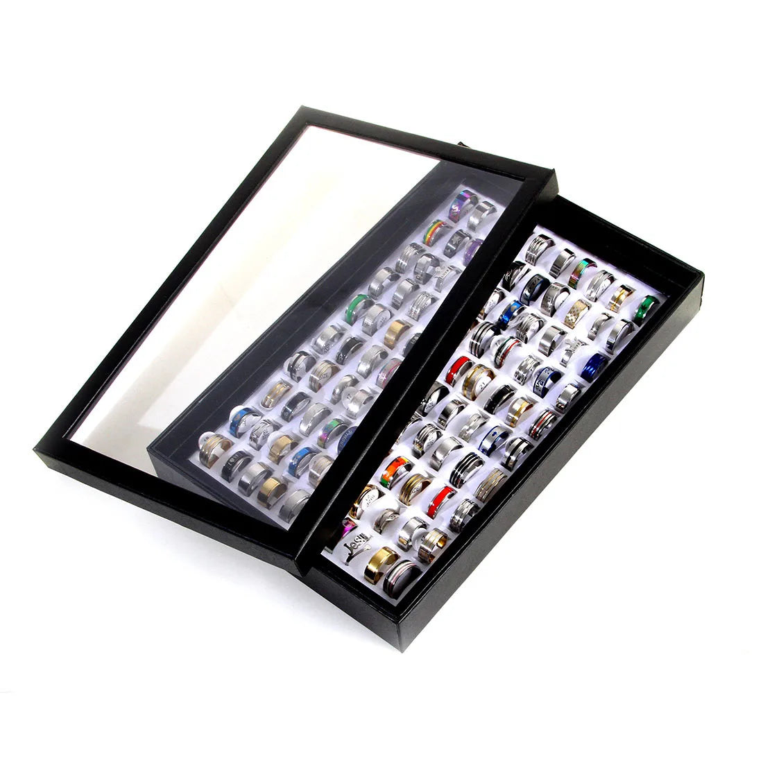 100pcs/Box Men Women Rings High Quality Stainless Steel Rings Fashion Trendy Jewelry Set Mix Style Wholesale Lot Party Gifts