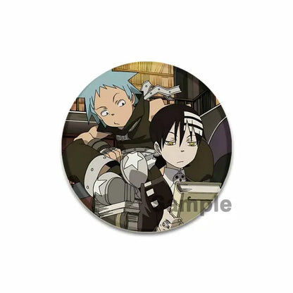 32/44/58MM Anime Soul Eater Pins Thompson Patricia Evans Soul Eater Albarn Maka Figure Icon Brooches Badge for Backpack Clothes