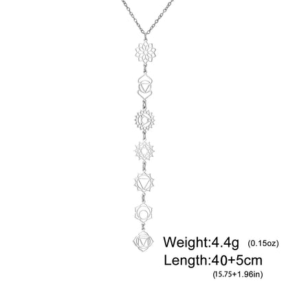 Yoga Meditation Jewelry 7 Chakra Flower Necklaces for Women Stainless Steel Amulet Necklaces Birthday Gift Wholesale New